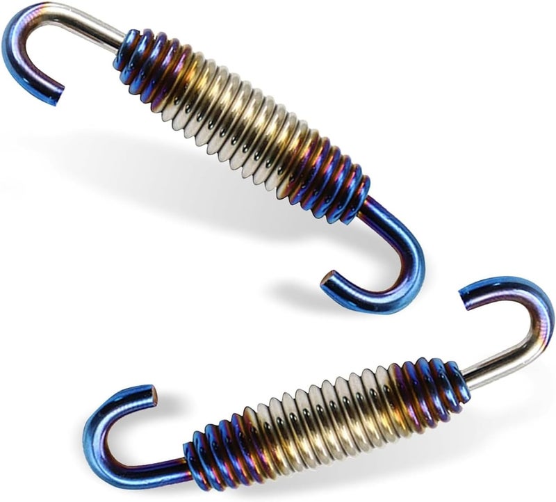 Bawkars 2 PCS Motorcycle Exhaust Springs, Stainless Steel Motorcycle Exhaust Muffler Pipe Spring Hooks, 40 mm - 60 mm Exhaust Spring Kit for Motorbike, Scooters, ATVs (Half Blue) - Image 1